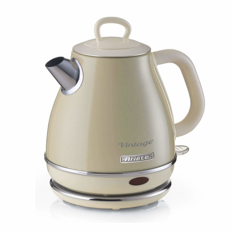 Ariete 2868 Bollitore Elettrico Vintage 1 Litro - Infusi, Tè e Tisane - Autospegnimento - Acciaio Inox - 1 Litro - 1600 Watt -