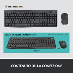 Logitech MK295 Kit Mouse e Tastiera Wireless – Tecnologia SilentTouch, Tastierino Numerico, Tasti Scelta Rapida, Tracciamento