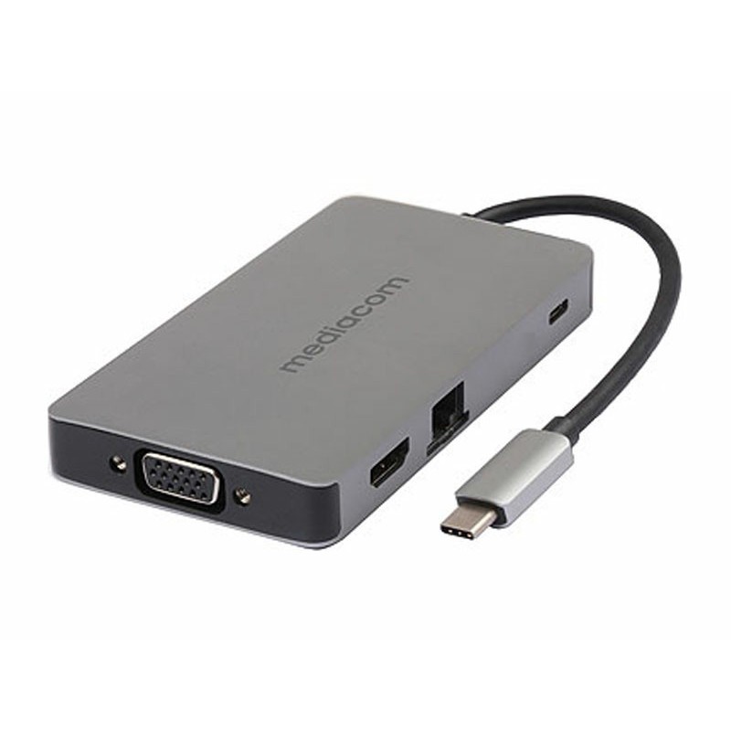 Mediacom MD-C318 replicatore di porte e docking station per laptop Cablato USB 3.2 Gen 1 (3.1 Gen 1) Type-C Alluminio