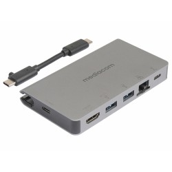 Mediacom MD-C315 replicatore di porte e docking station per laptop Cablato USB 3.2 Gen 1 (3.1 Gen 1) Type-C Alluminio