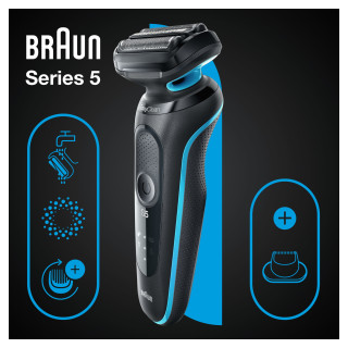 Braun Series 5 51-M1200s rasoio elettrico Trimmer Nero, Blu