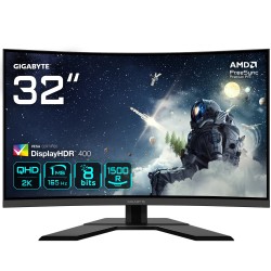 GIGABYTE G32QC A 31.5" Monitor da Gioco Curvo QHD - 2560 x 1440, 1500R, 165Hz, 1ms, 350 cd m², FreeSync Premium Pro, Display