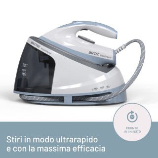 Imetec Rapidvapor Ferro da Stiro Generatore di Vapore, Piastra Fluid Ceramic a Rapido Riscaldamento, Leggero, Sistema di