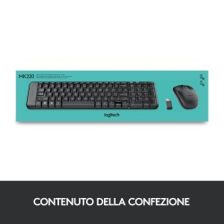 Logitech MK220 Combo Tastiera e Mouse Wireless Compatti per Windows, 2,4 GHz Wireless con Ricevitore USB Unifying, Durata