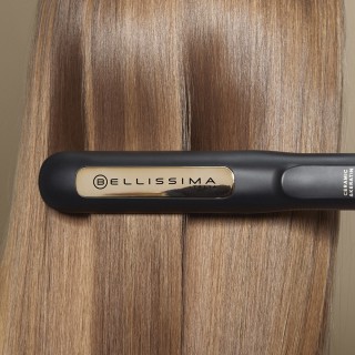 Bellissima Imetec Steam Ceramic & Keratin, Piastra per capelli a vapore, liscio a lungo, protezione dal calore, 3 temperature,