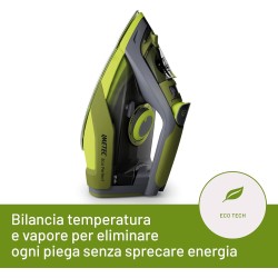 Imetec Eco Perfect Ferro da Stiro a Vapore, Risultati Ottimi con -35% di Acqua e -25% di Consumo Energetico, Piastra con