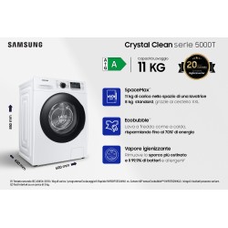 Samsung WW11BGA046ATET lavatrice a caricamento frontale Crystal Clean™ 11 kg Classe A 1400 giri min, Porta nera + Panel D.