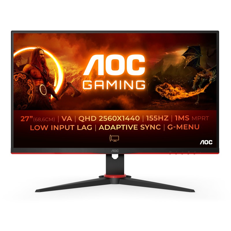 AOC G2 Q27G2E BK Monitor PC 68,6 cm (27") 2560 x 1440 Pixel Quad HD Nero, Rosso