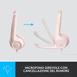 Logitech H390 Auricolare Cablato A Padiglione Ufficio USB tipo A Rosa