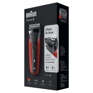 Braun Series 3 300s Rasoio Elettrico Ricaricabile, Rasoio Da Barba Per Uomo, Rosso