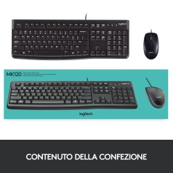 Logitech MK120 Combo Tastiera e Mouse con Filo per Windows, Mouse Ottico Cablato, Tastiera di Dimensioni Standard, USB