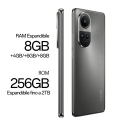 OPPO Reno RENO10 Smartphone 5G, AI Tripla fotocamera 64+32+8MP, Selfie 32MP, Display 6.7" 120HZ AMOLED, 5000 mAh, RAM 8GB (Esp.