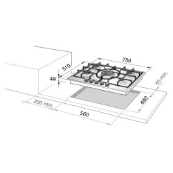 De’Longhi SLF575LX piano cottura Acciaio inox Da incasso 75 cm Gas 5 Fornello(i)