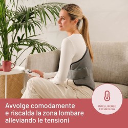 Imetec Intellisense Lumbar, termoforo, cuscino termico per zona lombare con fascia elastica, Rapido riscaldamento, Tessuto