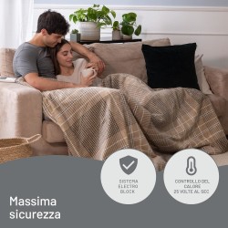 Imetec CaldoPlaid Elegance, Plaid Riscaldabile, Morbida Coperta Elettrica, 180x140 cm, Tessuto Double Face, Risparmio