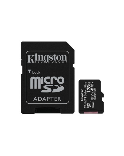 Kingston Technology Scheda micSDXC Canvas Select Plus 100R A1 C10 da 128GB + adattatore