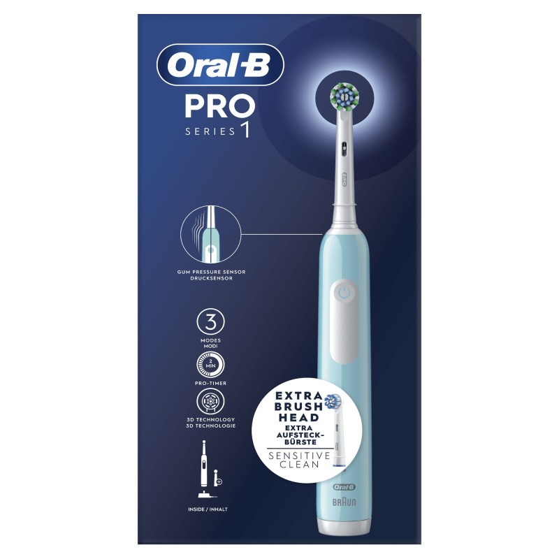 Oral-B Spazzolino Elettrico Ricaricabile Series 1 Blu con 2 Testine di Ricambio, 1 Spazzolino