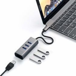 Satechi ST-TC2N1USB31AM replicatore di porte e docking station per laptop USB 3.2 Gen 1 (3.1 Gen 1) Type-C Grigio