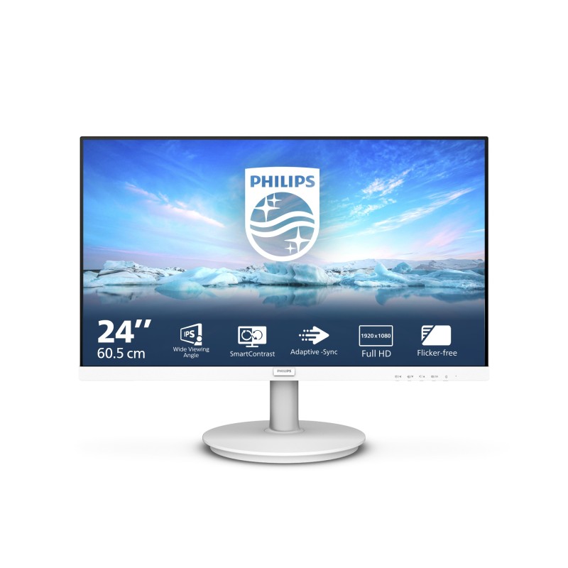 Philips V Line 241V8AW 00 Monitor PC 60,5 cm (23.8") 1920 x 1080 Pixel Full HD LCD Bianco