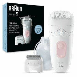 Braun Silk-épil 5 5-030, Epilatore Elettrico Donna, Per Una Epilazione Semplice, Bianco Rosa