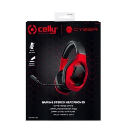 Celly CyberBeat Auricolare Cablato A Padiglione Gaming USB tipo A Nero, Rosso