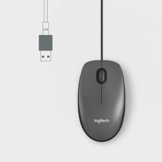 Logitech M100 Mouse USB con Cavo, 3 Pulsanti, Tracciamento Ottico 1000 DPI, Ambidestro, Compatibile con PC, Mac, Laptop