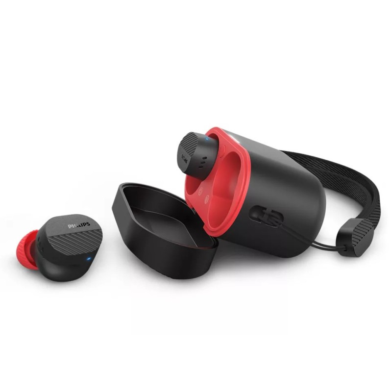 Philips TAA5508BK 00 cuffia e auricolare True Wireless Stereo (TWS) In-ear Musica e Chiamate Bluetooth Nero, Rosso