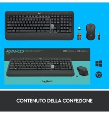 Logitech MK540 Advanced Combo Tastiera e Mouse Wireless per Windows, Ricevitore USB Unifying 2,4 GHz, Tasti di Scelta Rapida