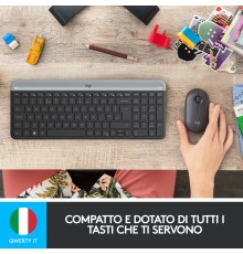 Logitech MK470 Kit Mouse e Tastiera Wireless per Windows, Ricevitore USB 2.4 GHz, ‎Sottile, Compatto, Silenzioso, Batteria