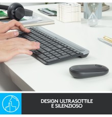 Logitech MK470 Kit Mouse e Tastiera Wireless per Windows, Ricevitore USB 2.4 GHz, ‎Sottile, Compatto, Silenzioso, Batteria