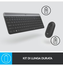 Logitech MK470 Kit Mouse e Tastiera Wireless per Windows, Ricevitore USB 2.4 GHz, ‎Sottile, Compatto, Silenzioso, Batteria