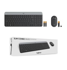 Logitech MK470 Kit Mouse e Tastiera Wireless per Windows, Ricevitore USB 2.4 GHz, ‎Sottile, Compatto, Silenzioso, Batteria