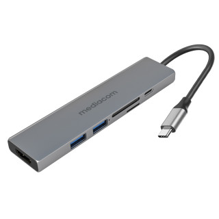 Mediacom MD-C312 replicatore di porte e docking station per laptop Cablato USB 3.2 Gen 1 (3.1 Gen 1) Type-C Grigio