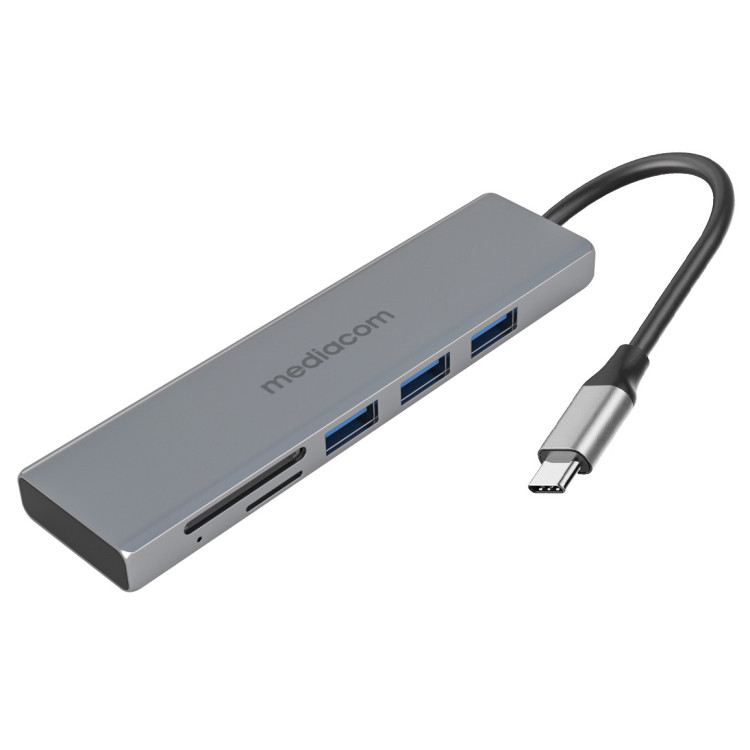 Mediacom MD-C302 hub di interfaccia USB 3.2 Gen 1 (3.1 Gen 1) Type-A Alluminio