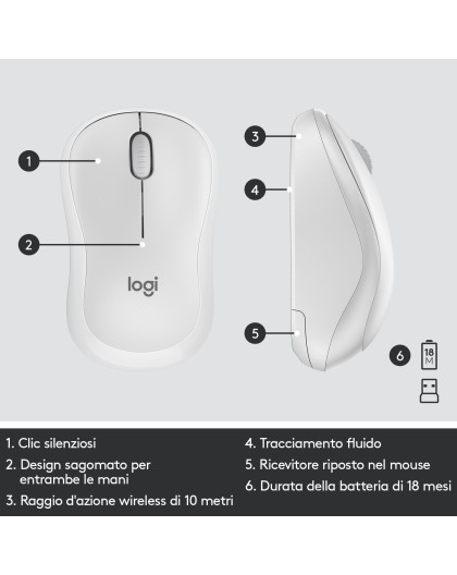 Logitech MK295 Kit Mouse e Tastiera Wireless – Tecnologia SilentTouch, Tastierino Numerico, Tasti Scelta Rapida, Tracciamento