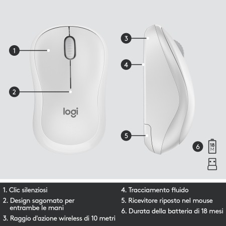 Logitech MK295 Kit Mouse e Tastiera Wireless – Tecnologia SilentTouch, Tastierino Numerico, Tasti Scelta Rapida, Tracciamento